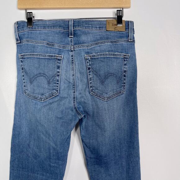Edwin Womens 28 Elin Crop Straight Jeans Faded Blue Slim Leg Denim Cotton Blend - Picture 7 of 11